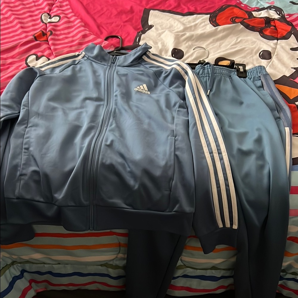 Adidas Light Blue Tracksuit with White Accents SET Size M!! BUY NOW
